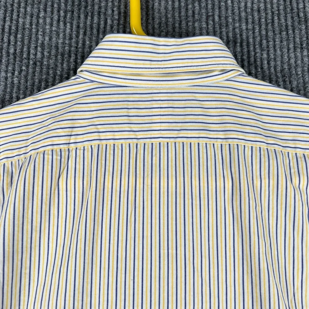 Polo Ralph Lauren Shirt Mens 15.5 34/35 Yellow Striped Long Sleeve Button Andrew